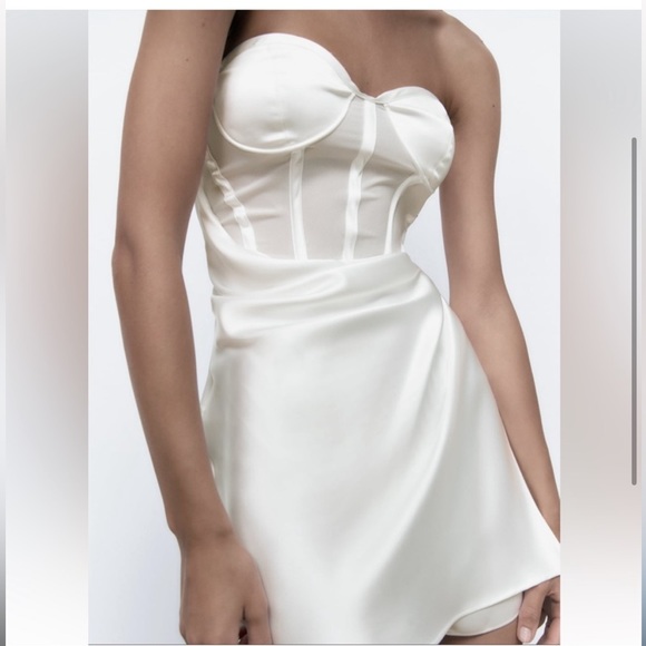 Zara Straight Neck Underwire Wrap Front Mini Dress - Picture 3 of 9